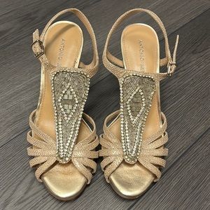 Antonio Melani Gold & Rhinestone Sandals